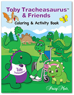 Passy Muir Toby Tracheasaurus coloring activity book
