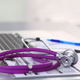Evidence Based Practice Purple Stethoscope on Clipboard